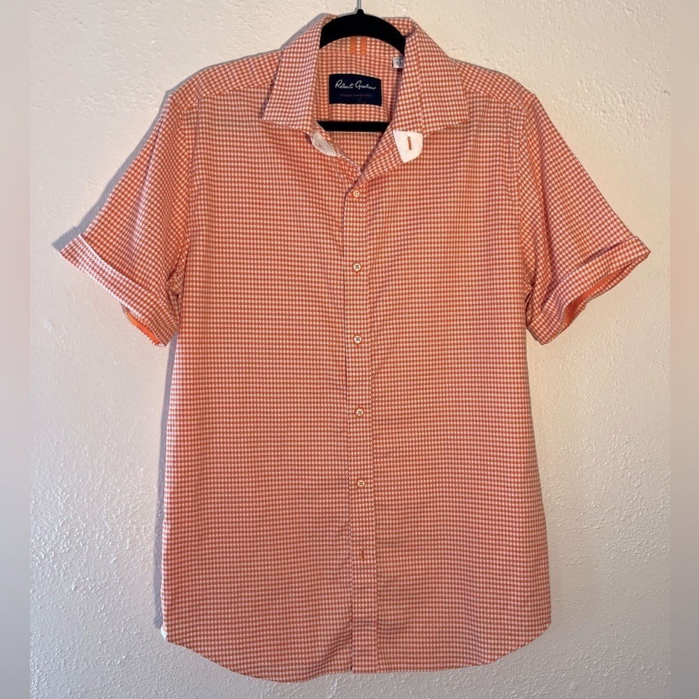 Robert Graham Men's Tailored Fit Howells Woven Shirt Orange & White Size XL